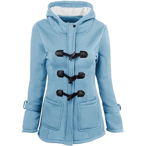 Amazon.com: Womens Fashion Horn Buckle Fleece Thicken Coat with