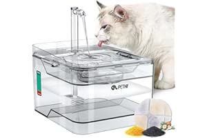 PETNF Cat Water Fountain, 101oz/3L Pet Drinking Fountain for Cats Dogs Inside Ultra Quiet Automatic Water Fountain Dispenser, Smart Pump with LED Light, Cat Fountains with 2 Filters, 3 Water Flow Settings