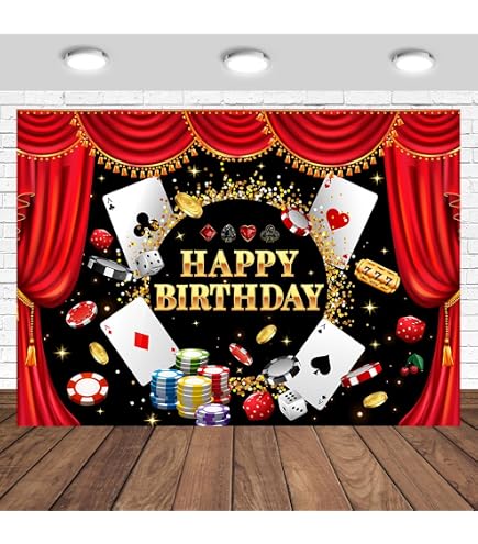 Luminora Feestachtergrond 1,8 X 1,1 M – Casino Thema Met Poker, Dobbelstenen, Gouden Glitter En Roulettewiel – Perfect Voor Verjaardagsfeestjes, Welkomstbanner En Fotoprops