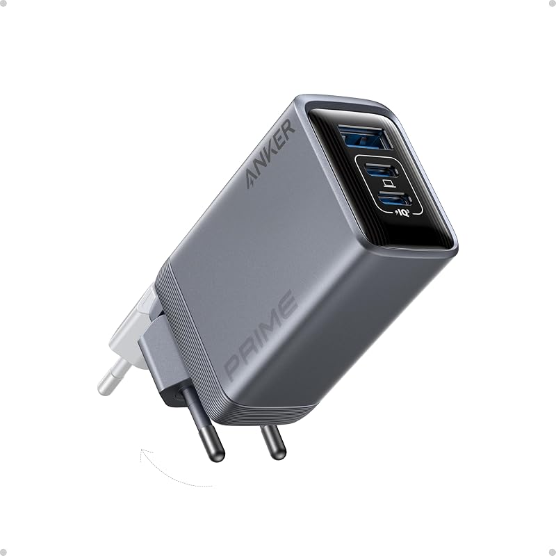 Anker Prime 100W USB C Charger, 100W USB C Charger, Anker 3-Port GAN Wall Charger Dobrável e Compacto, para MacBook, iPad, iPhone 16/15/14/13 Series, Galaxy S24/S23 e mais