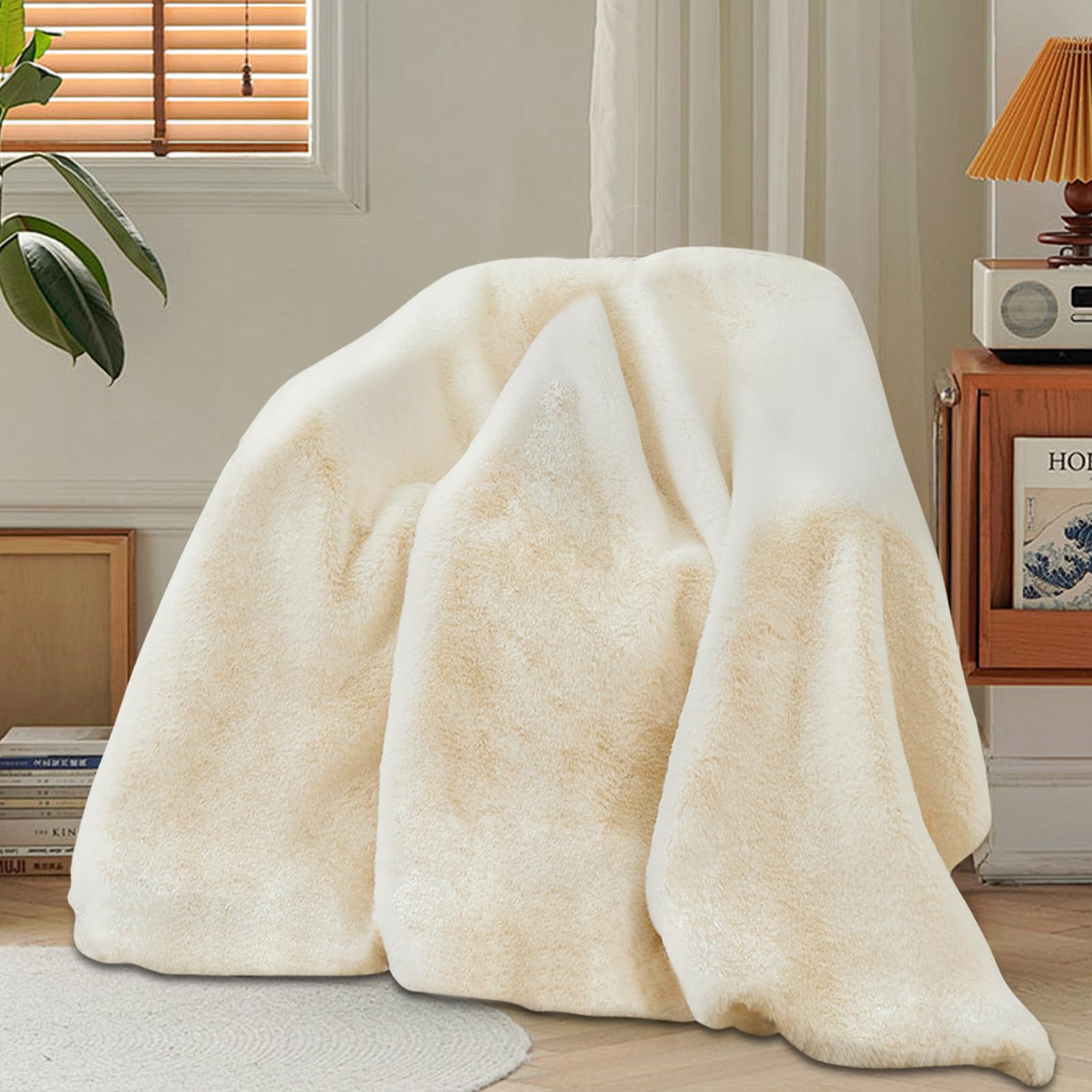 View 1 of ?Clearance? Luxury 1000GSM Faux Mink Cashmere Throw Blanket, Super Heavy Warm Cozy Blankets for Couch Bed Sofa, Plush Elegant Soft Reversible Mink Blanket for Living Room Bedroom