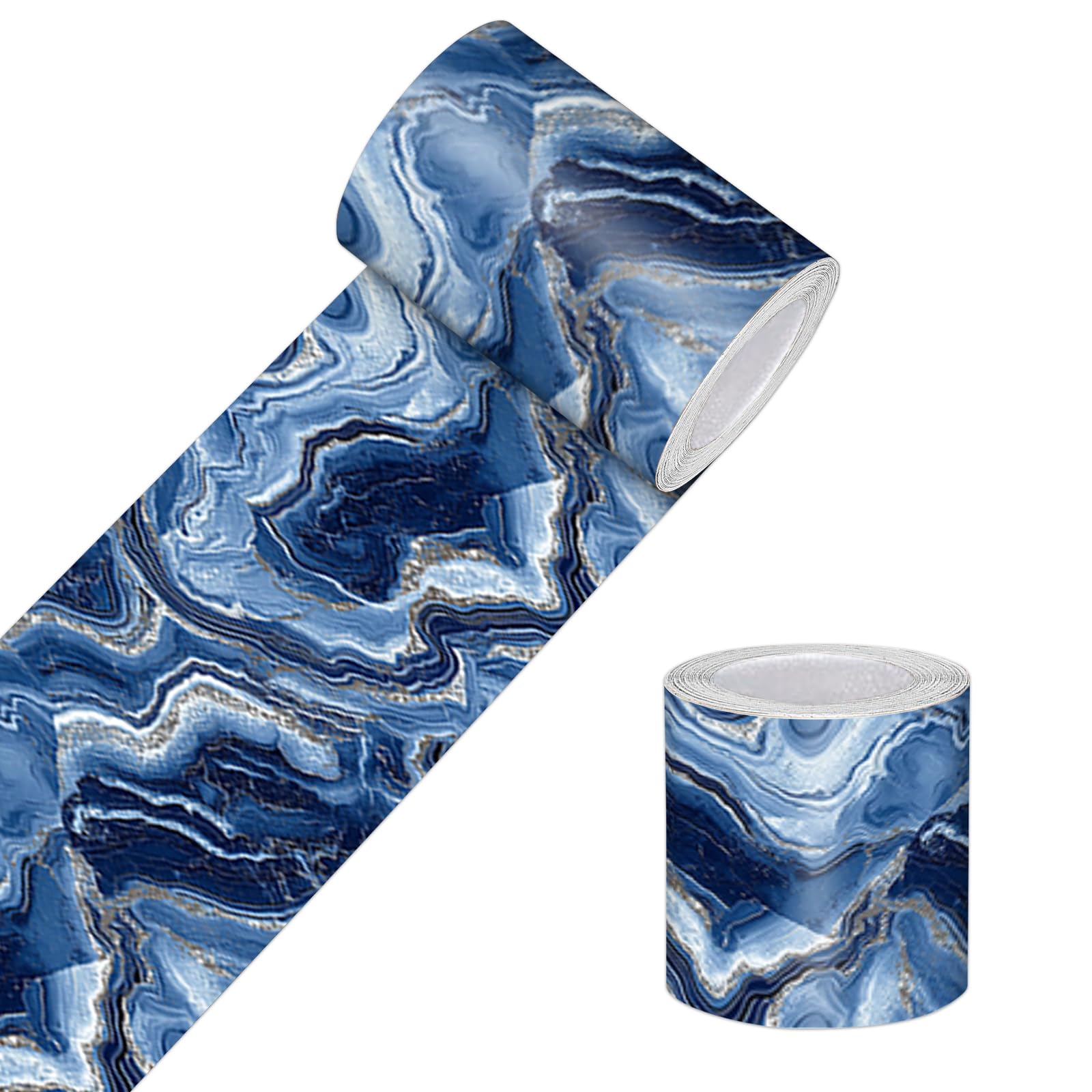 Photo 1 of HOMETITUTE Wallpaper Border Peel and Stick Wall Border Navy Agate Decorative Wall Trim Self Adhesive Border for Walls Mirror Frame Accent Strip for Bedroom Bathroom Kitchen Living Room 4x196 Inch