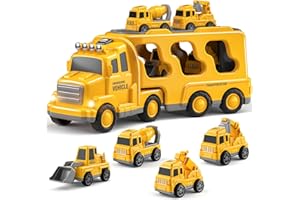 Bennol Toddler Boy Toys for 1 2 3 4 5 Year Old Boys, Car Trucks Toys for Toddler Ages 1-3 3-5, 5 in 1 Construction Car Excavator, Crane Truck Boys Toddlers Birthday Gifts