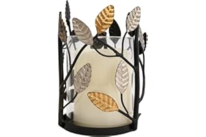 EODME Farmhouse Candle Holder with Glass Vases, Large Hurricane Pillar Candle Holder, Vintage Metal Candle Stand Decorative for Table Centerpiece, Wedding, Party, Christmas Decor, 4.75" W*7" H