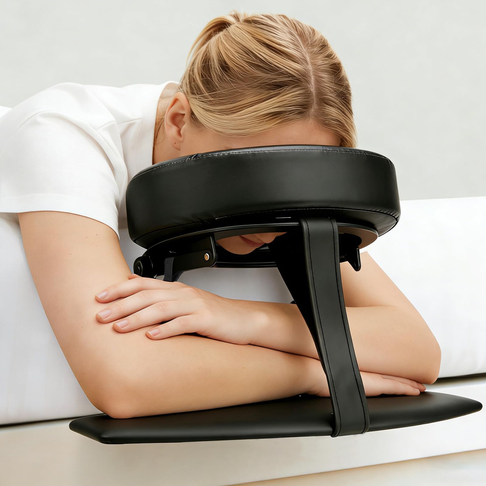 Photo 1 of AquaLume Massage Headrest for Bed, Adjustable Bed Massage Head Holder with Memory Foam Face Cradle, Home Mattress Top Massage Kit for Eye Surgery Recovery & Comfortable Relaxation(with Arm Rest)