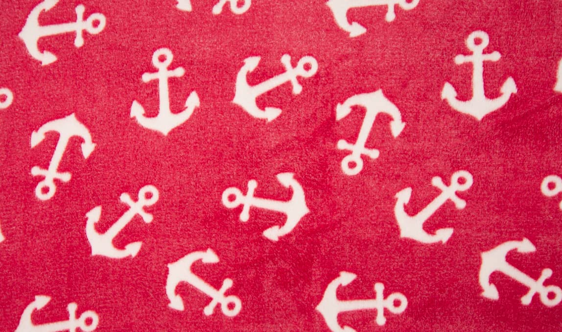 Super Soft Coral Cuddle Fleece Fabric Material Anchor RED, 1Mtr 140cmx100cm