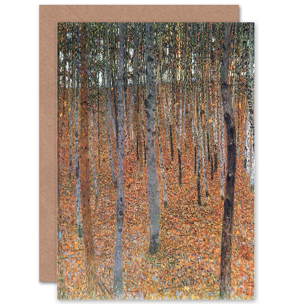 Wee Blue Coo Gustav Klimt Beech Grove I Old Master Painting Sealed Greeting Card Plus Envelope Blank inside