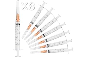 MED NEEDLE 8 Pack 3ml/CC Syringes with Needle | 25 Gauge 1 inch Needle with Luer Lock Syringe Individually Packaged