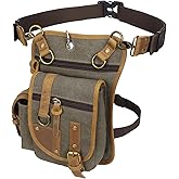 Canvas Drop Leg Bag Tactical Thigh Outdoor Waist Pack for Men Women Military Cycling Multi-Pocket Waist Fanny Pouch Daypack (C116-Olive Green)