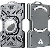 PEAKZOOC AirTag Wallet for Men – Slim Minimalist Metal Wallet with Carbon Fiber, RFID-Blocking Credit Card Holder, Front Pocket Wallet with Glass Luminous Tube & Hook Position Grey