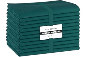 COTE DE AMOR Linen Hub Cloth Dinner Napkins 17x17 - Perfect Everyday Use Cloth Napkins - Soft Absorbent Washable Cotton Napkins - Ideal for Farmhouse Wedding Party Christmas Easter - 100% Cotton Napkins Teal Green