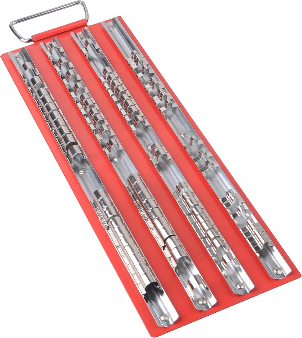 DAYUAN 80 piece Socket Tray Rail Organizer 1/4 3/8 1/2 Drive Holder