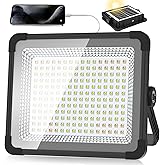 600W Solar 52000MAh Rechargeable Work Light, 600 LED 52000LM Portable Flood Light with Stand＆infinitely dimmable Function, IP66 Waterproof 3 Modes LED Job Site Lighting Flashlights for Mechanic Car