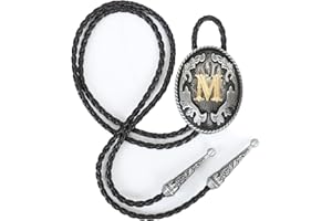 Wentur Bolo Tie for Men - Western Bolo Ties Alphabet Initial Letter ABCDJMR to Z - Western Cowboy Bolo Tie for Women Cowgirl