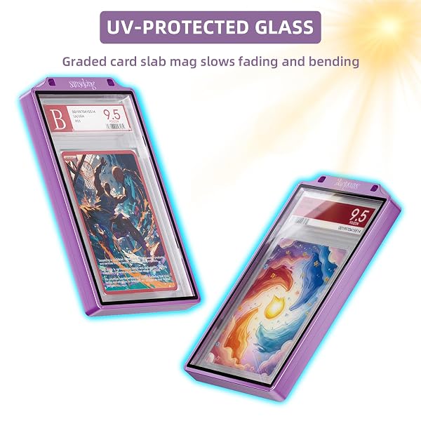 SANSEKING GRADED CARD GUARD CASE FOR BGS SLAB CASE FOR GRADED CARDS METAL MAGNETIC UV PROTECTION STACKABLE GRADED CARD SLAB GUARD GLASS DISPLAY BUMPER FIT RPA SLABS MAGS (LAVENDER,55PT)