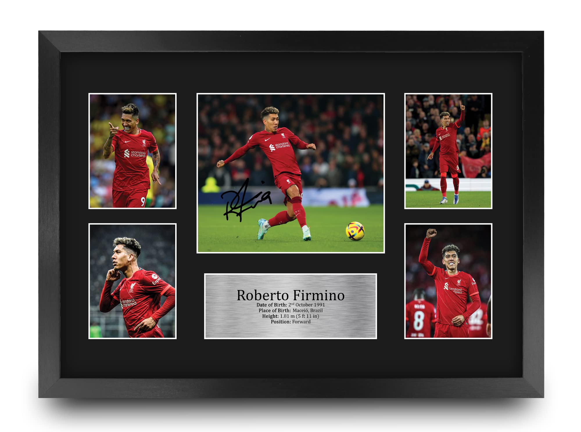 HWC Trading FR A3 Roberto Firmino Liverpool Printed Memorabilia Signed Autograph Photograph Display for Football Fans and Supporters - A3 Framed