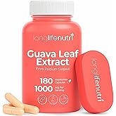 Guava Leaf Extract 1000mg - Organic Supplement from Psidium Guajava, 180 Vegetarian Capsules, Natural Antioxidant, 3-Month Supply, GMP Certified, Made in USA
