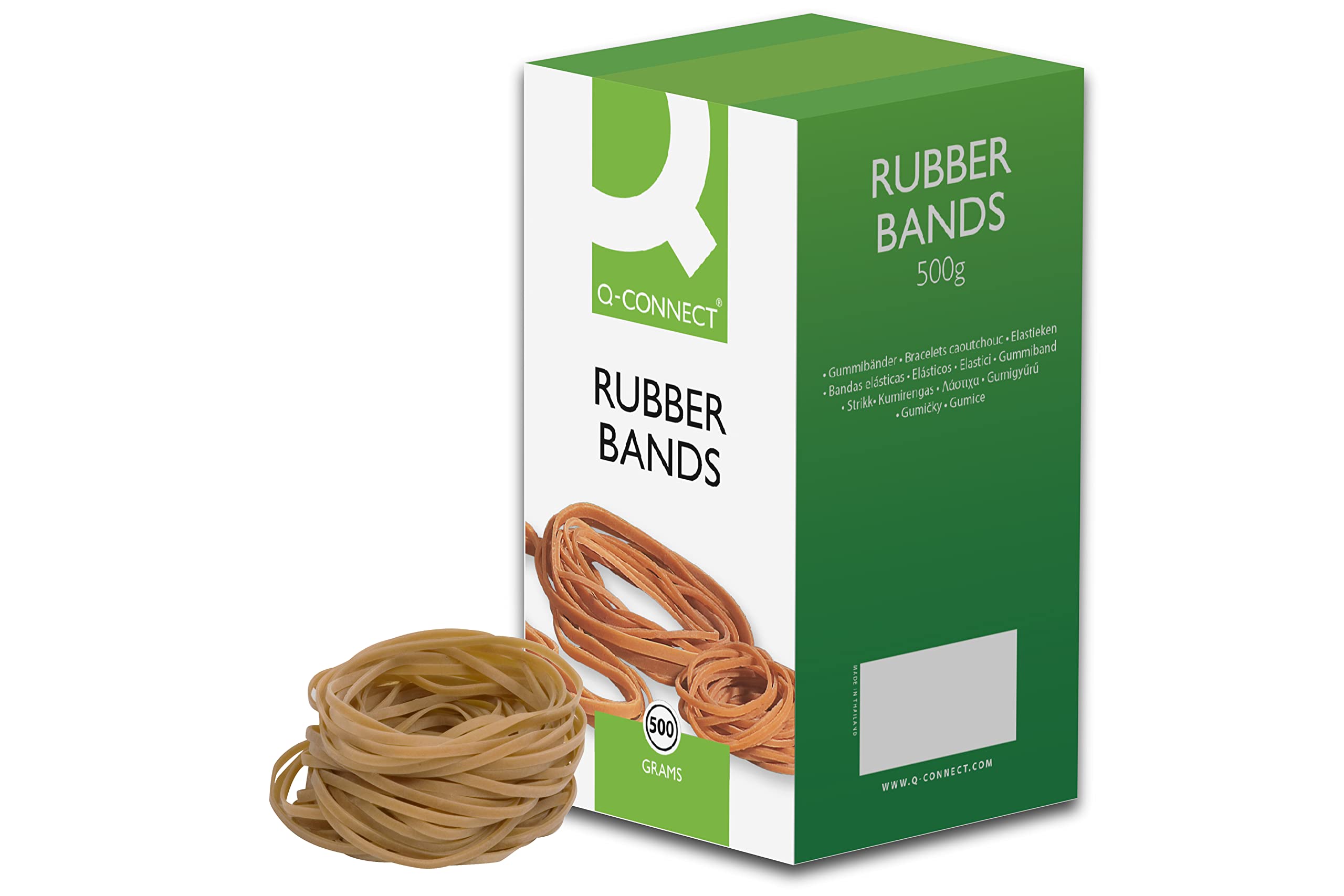 Q-Connect Rubber Bands No.30 50.8 x 3.2mm 500g KF10535,yellow|green|brown|grey