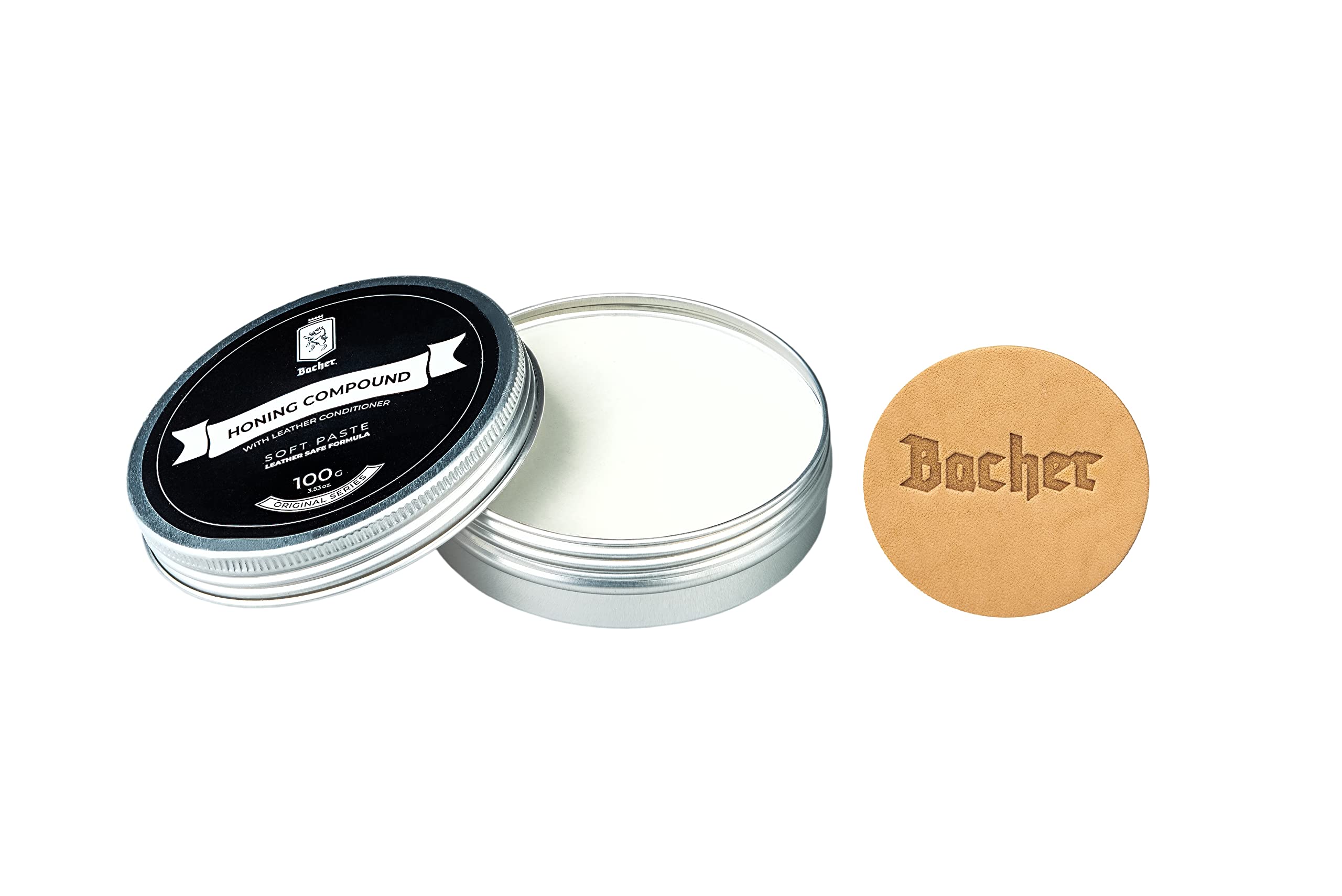 Bacher Honing Compound 100g - Fine - for Polishing and Stropping Knife - Leather Strop Sharpening Compounds - Set with applicator