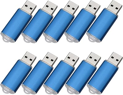 Fenglangrong 10 Pack 128MB USB 2.0 Flash Drives Bulk Pendrive Memory Stick Blue