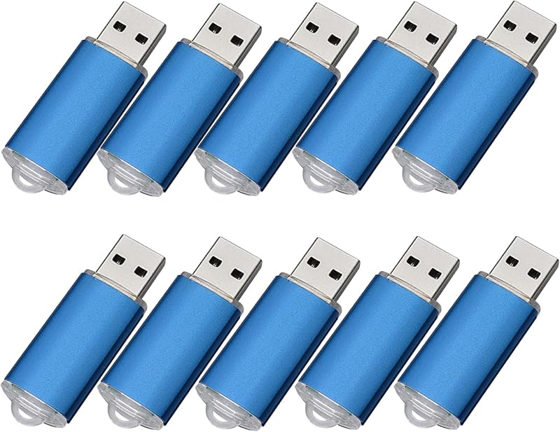 Fenglangrong 10 Pack 128MB USB 2.0 Flash Drives Bulk Pendrive Memory Stick Blue
