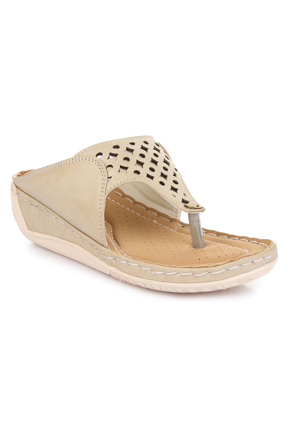 la shades 8008, cream laser cut designer doctor slippers for women