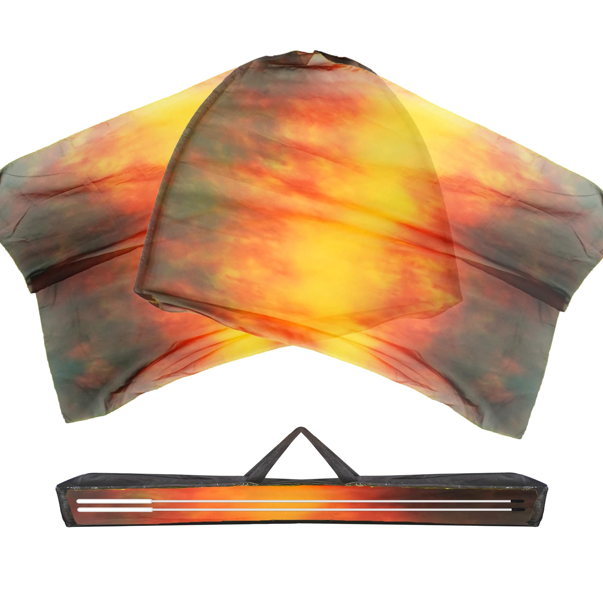 Baisdan 55" * 45" Consuming Fire Worship Flags, Praise Dance Flags with Flexible Rods & Carrying Bag, Worship Flag For Church Dance Yellow-Orange-Black