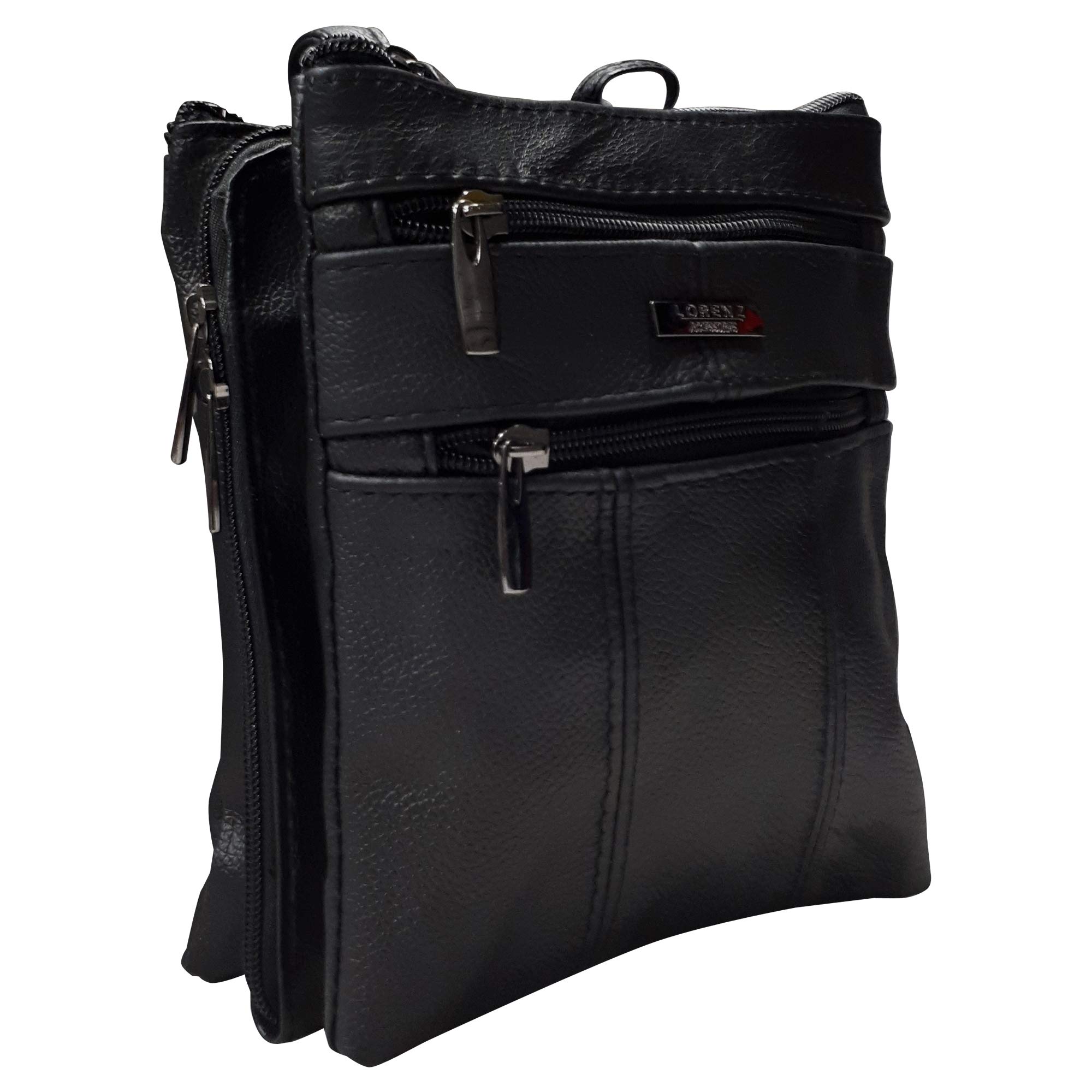 Lorenz New Genuine Soft Leather Ladies Cross Body Shoulder Side Bag Satchel 3781 (Black)