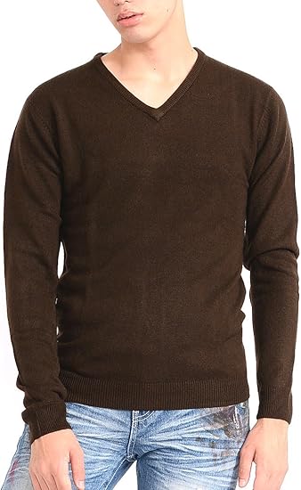 Amazon スペイド Spade ニット メンズ 無地 カットソー カシミアタッチ Vネック ニットソー セーター きれいめ W480 Xl ブラウン セーター 通販