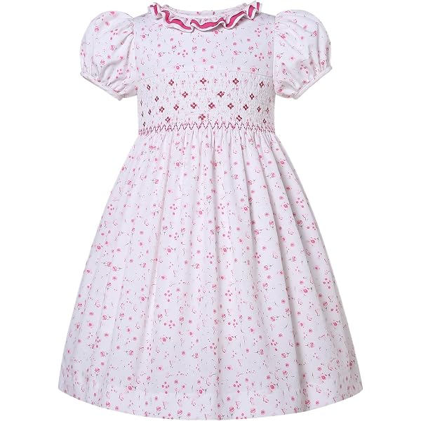 Amazon.com: Maoluo Vintage Girls Floral Pink Smock Clothing Kids Toddler  Cute Party Smocked Dresses Size 2 3 4 5 6 7 8 9 10 11 12 T: Clothing, Shoes  & Jewelry