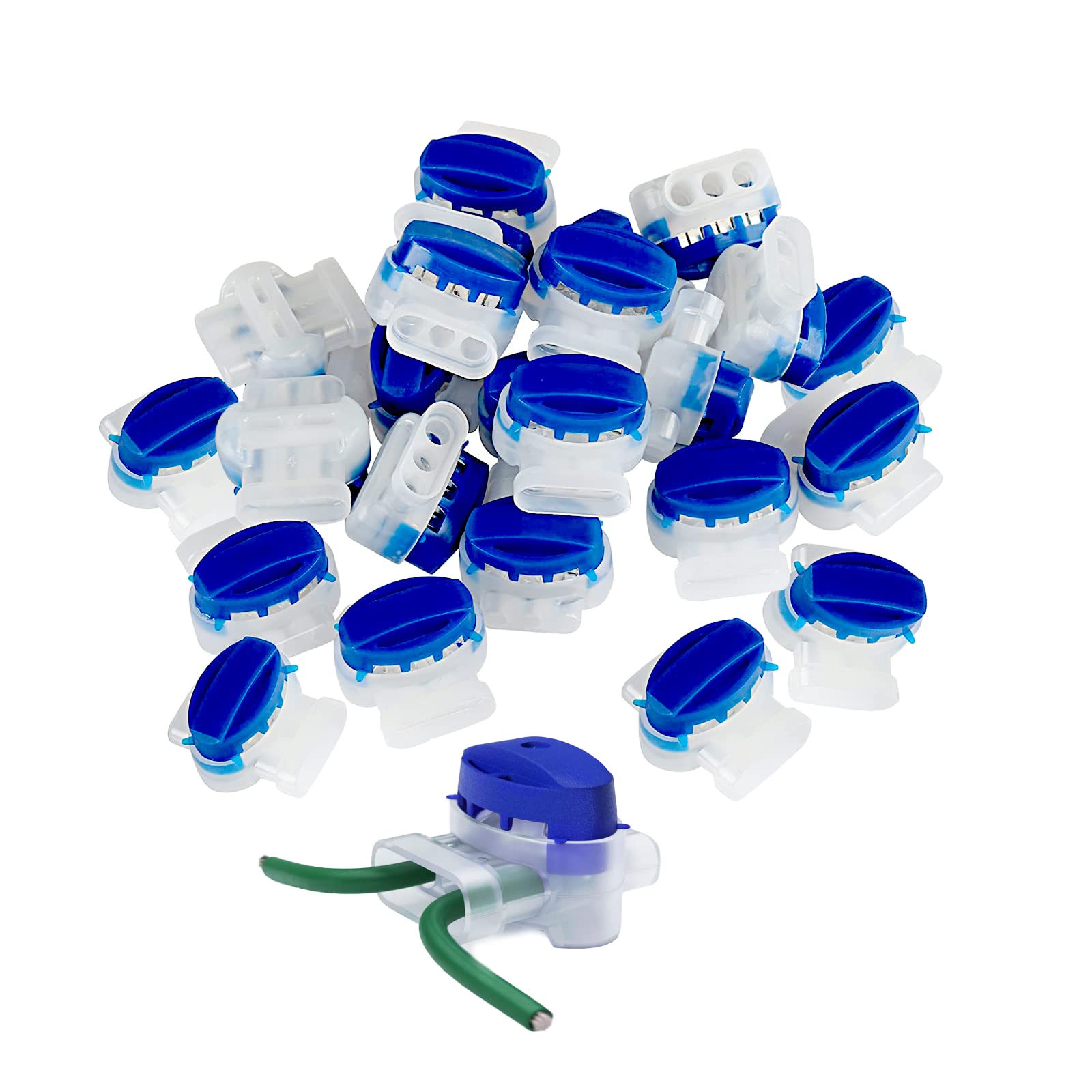 Qazuwa Cable Connectors, 20 Waterproof Cable Clamps, Cable Connectors, Robotic Lawnmowers, Cable Connectors with Gel, for Automatic Lawnmowers (Blue)