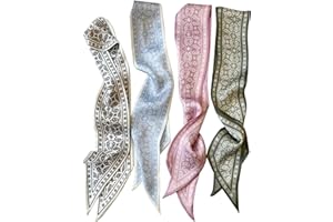 TEBIEKOY 4Pcs Fashion Scarves for Women, Multifunctional Boho Scarves Headbands Satin Scarf for Bag Hair Accessories