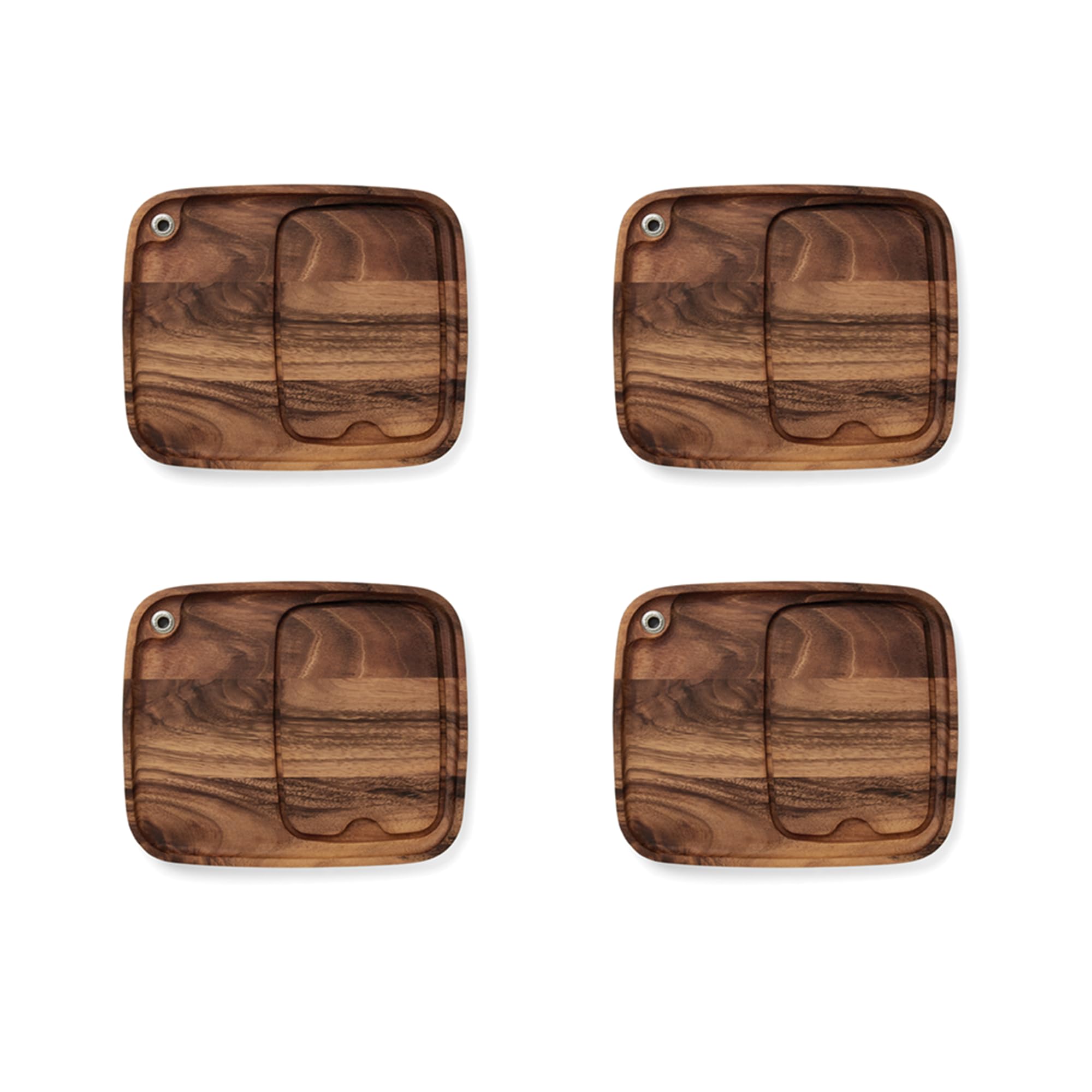Ironwood Gourmet Fort Worth Steak Plate with Juice Channel, Acacia Wood, Set of 4 Image