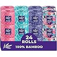 Bim Bam Boo 100% Bamboo Organic Chemical-Free Bulk Toilet Paper, Cloud-like Softness, Plant-Based Sustainable Tree-Free Bathroom Tissue, 24 Eco-Friendly Rolls, 2 Ply, 295 Sheets for RV and Camping