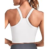 G4Free Cropped Workout Tops for Women Built in Bra Removable Padded Longline Sports Bras Racerback Yoga Tops