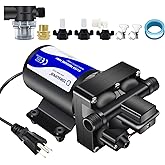 Tdrsuper Water Pressure Booster Pump, 110V AC Water Diaphragm Pump, 5.5GPM 75PSI with Power Plug, Self Priming RV Water Pump for Home Kitchen Bathroom RV Marine Yacht Garden Hose Black
