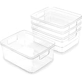 BINO Plastic Storage Containers, Small - 4 Pack THE LUCID COLLECTION, Multi-Use Organizer Bins Built-In Handles BPA-Free Clear, Fridge, Pantry &amp; Home Organization