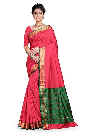 Women's Jacquard Silk Blend Saree With Blouse Piece