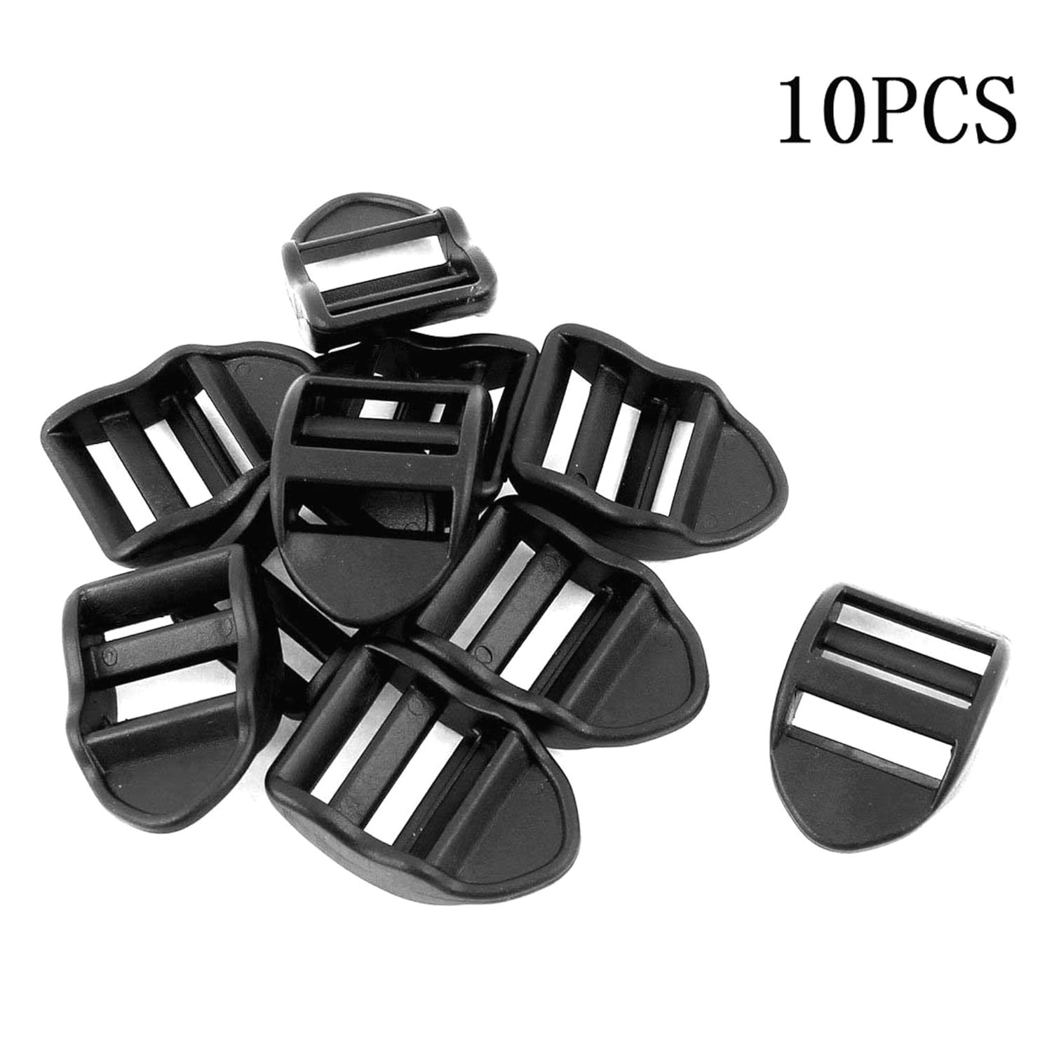 10 Pcs 20mm Strap Width Black Plastic bing Ladder Slider Buckles