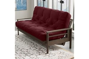 Loosh Home | 8" Full Size Futon Sofa Bed Memory Foam Mattress - USA Made, Burgundy, No Frame