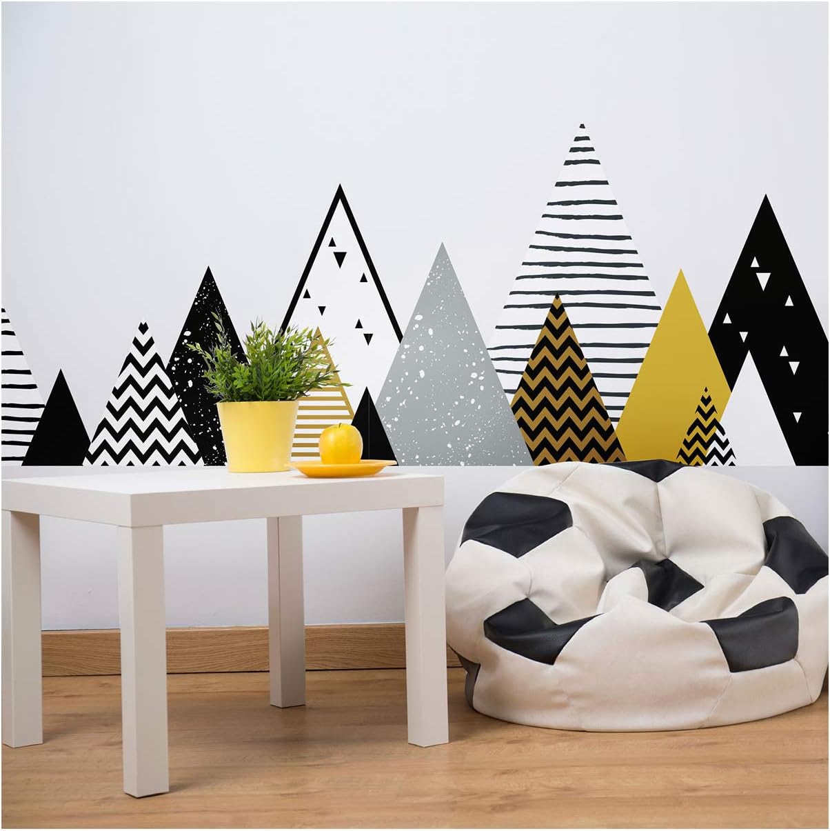 Ambiance Stickers Scandinavian Chapka Mountains Wall Decals, DIY Home Decor, Peel and Stick Removable Stickers, Waterproof and Self Adhesive Wall Art - H45 x L180 cm