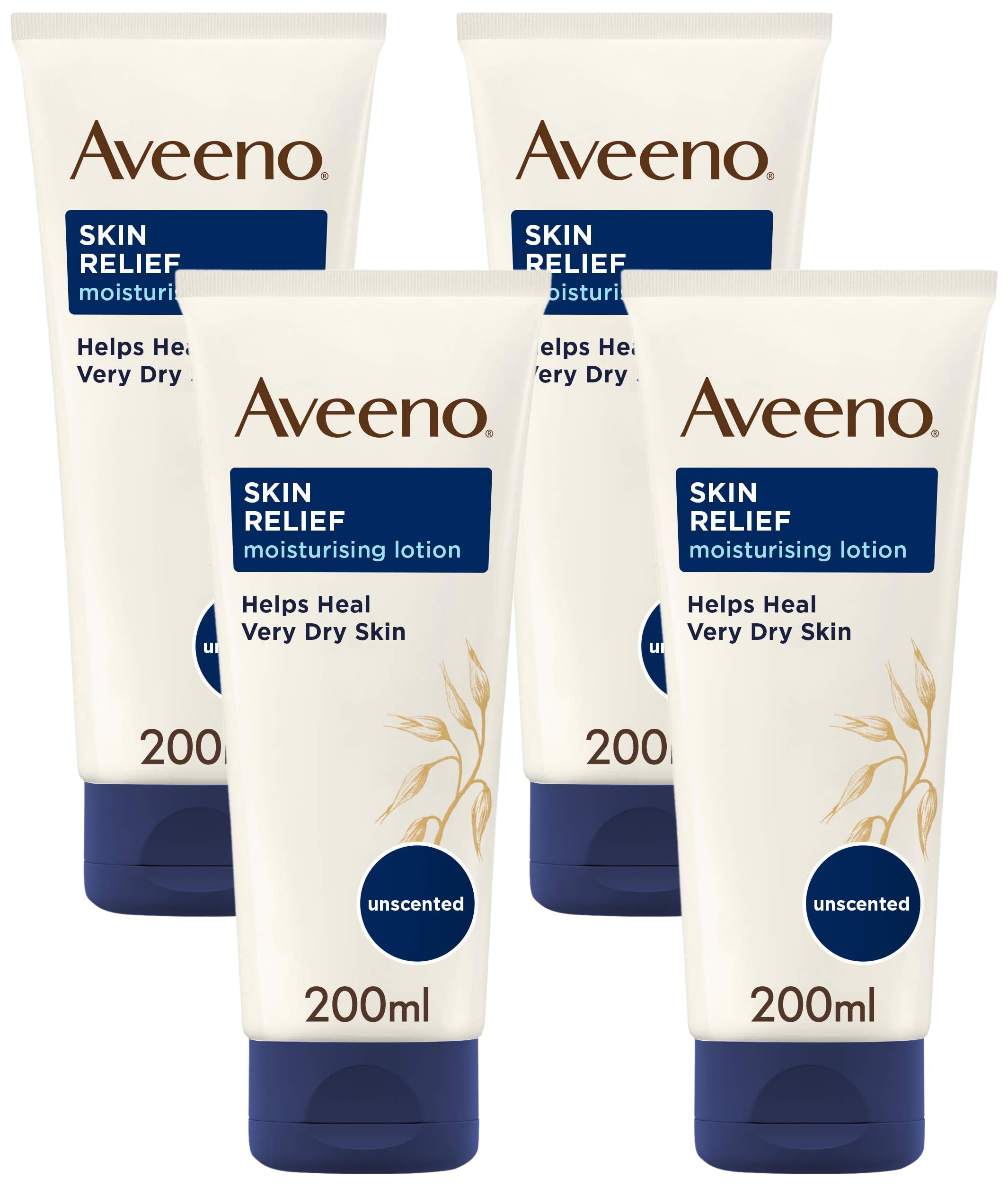 Aveeno Skin Relief Moisturising Lotion (1x 200ml), Unscented with Soothing Triple Oat Complex and Shea Butter, 72-Hour Intense Hydration, Helps Relieve Very Dry, Tight and Sensitive Skin