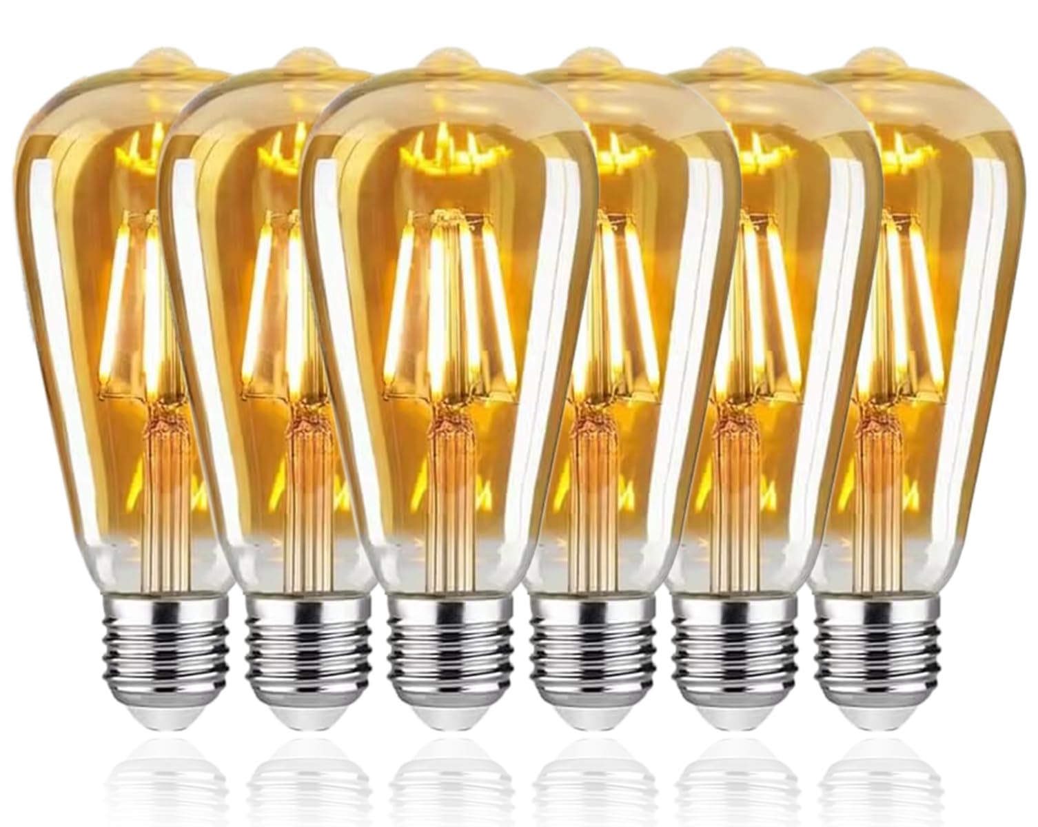 Woowtt Vintage Light Bulbs Screw, 4W E27 Edison Led Bulb 40W Equivalent, Dimmable Edison Screw Bulb Retro Style Led Filament Lamp, 400LM, Pack of 6