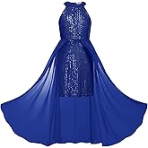 GRACE KARIN Girls Halter Neck Sequin Dress 6-14Y Kids Fancy Formal Party Christmas Sparkly Pageant Birthday Dresses