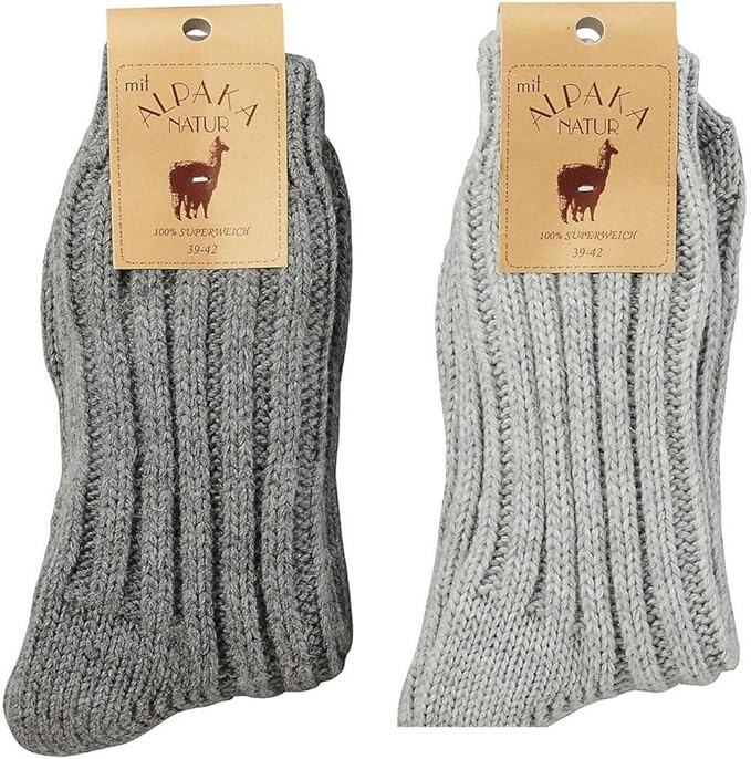 Krautwear 2 Pairs of Soft Warm Wool Socks with Alpaca for Men and Women