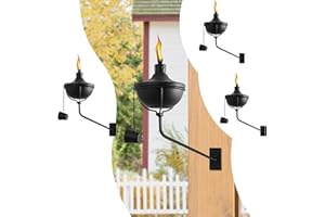 FAN-Torches Wall Mounted Citronella Torches Set of 4, 24 oz Garden Torches for Outside, Refillable Flame Light Torch, Outdoor Metal Torch for Yard, Patio, Deck, Garden, Party, Landscape