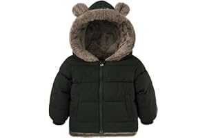 ACOCOPY Baby Boys Girls Winter Coats Toddler Cute Bear Ear Hooded Jacket Kids Zip Up Warm Padded Puffer Jacket 6M-4T