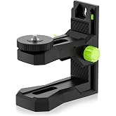 Huepar Fine-tuning Bracket for Line and Point Laser Levels, 1/4"-20 Male Thread L-Shape Magnetic Pivoting Base with 1/4"-20 and 5/8"-11 Female Threaded Mounts on Bottom for Wall &amp; Ceiling Mount - PV12