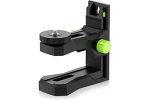 Huepar Fine-tuning Bracket for Line and Point Laser Levels, 1/4"-20 Male Thread L-Shape Magnetic Pivoting Base with 1/4"-20 a