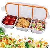 CLZWiiN Stainless Steel Snack Containers with Lids, Reusable Condiment Storage Box, Divided Food Storage for School, Home, Travel, Multiple Compartment Leak-Proof Box (3 Compartment)